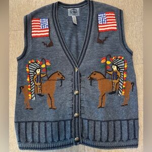 Cambridge Dry Goods Vintage Native American Embroidered Vest Sz Medium